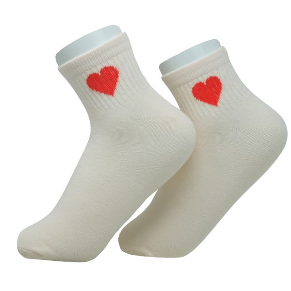 my love socks creme herz rot